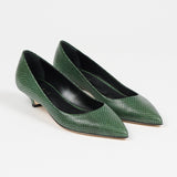 Jamie Haller - The Kitty Point Heel in Green Snake