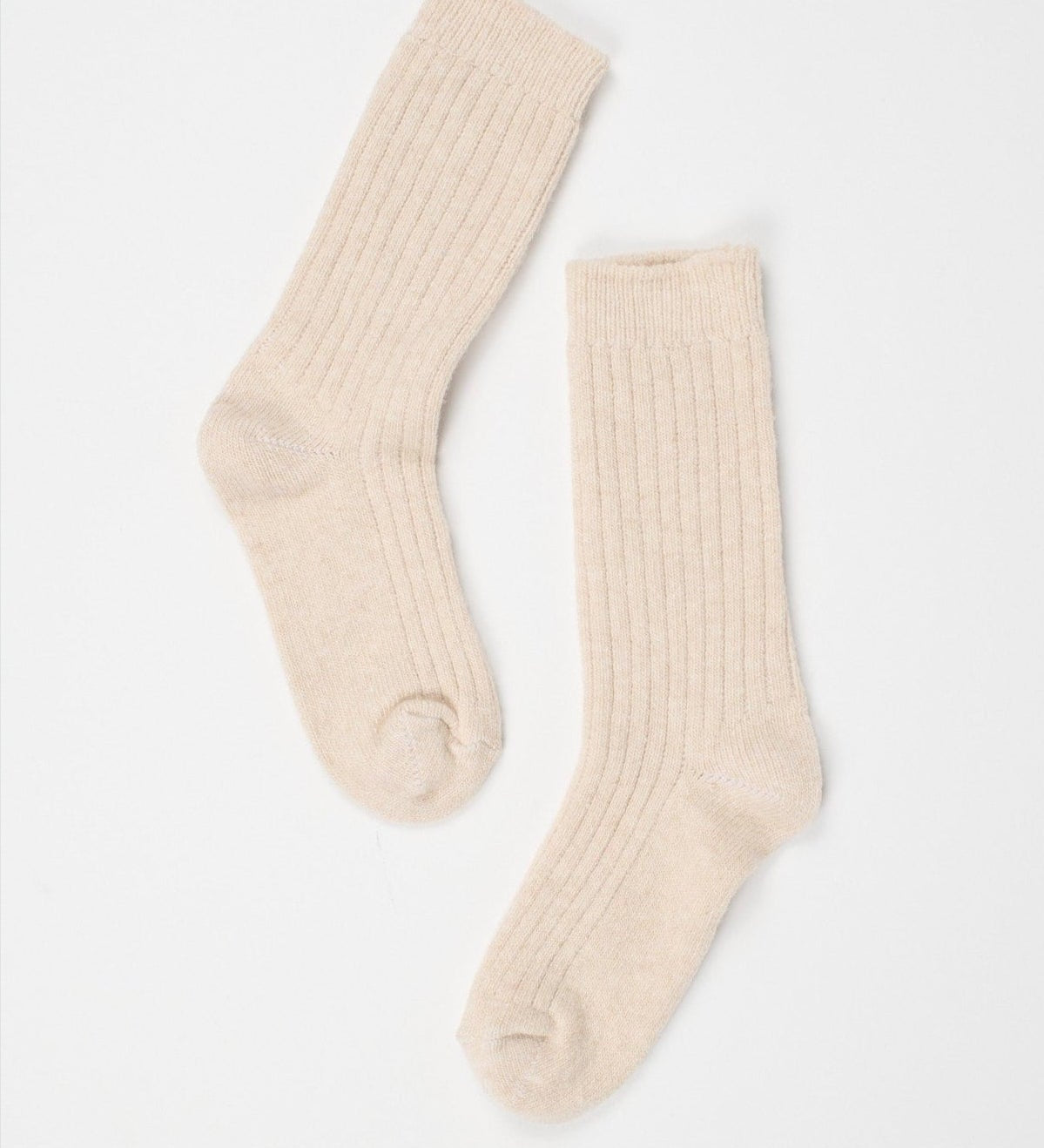 Jamie Haller - Ribbed Crew Socks in Cream