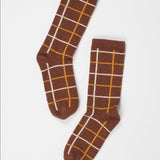 Jamie Haller - Windowpane Crew Socks in Acorn