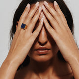 Jamie Haller - The Nina Flat Signet Ring in Blue Aventurine