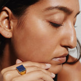 Jamie Haller - The Nina Flat Signet Ring in Blue Aventurine