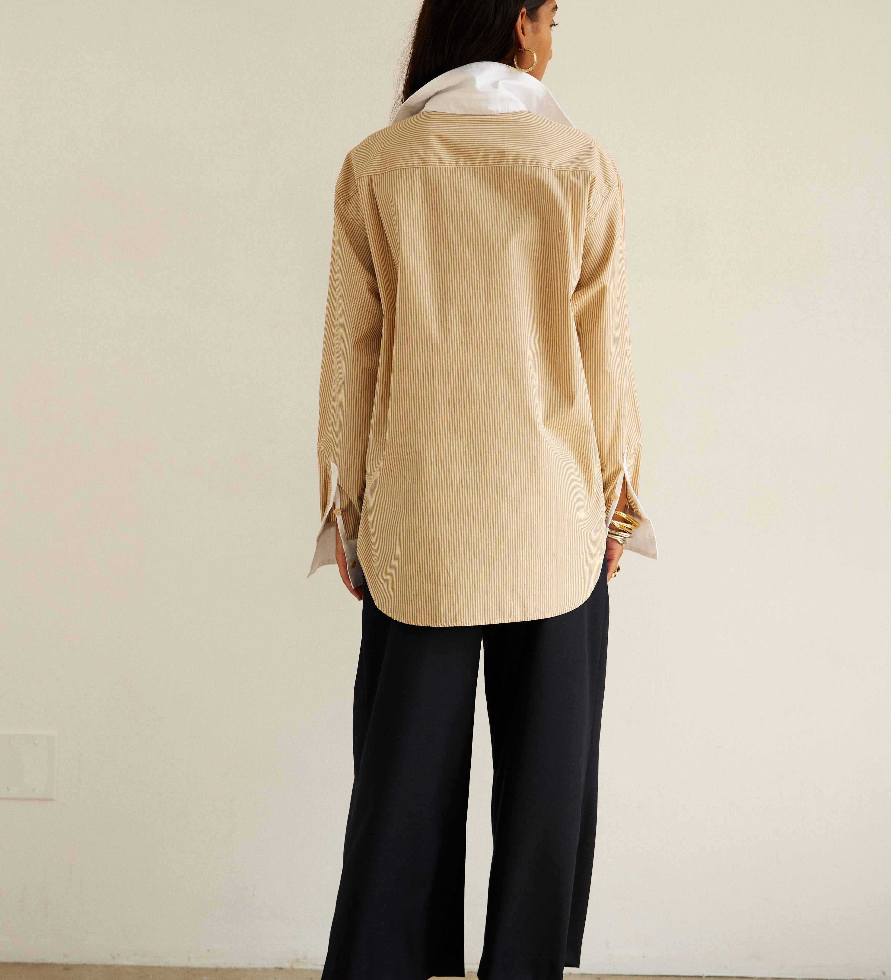 Jamie Haller - The Tipped Weekend Shirt in Honey Stripe
