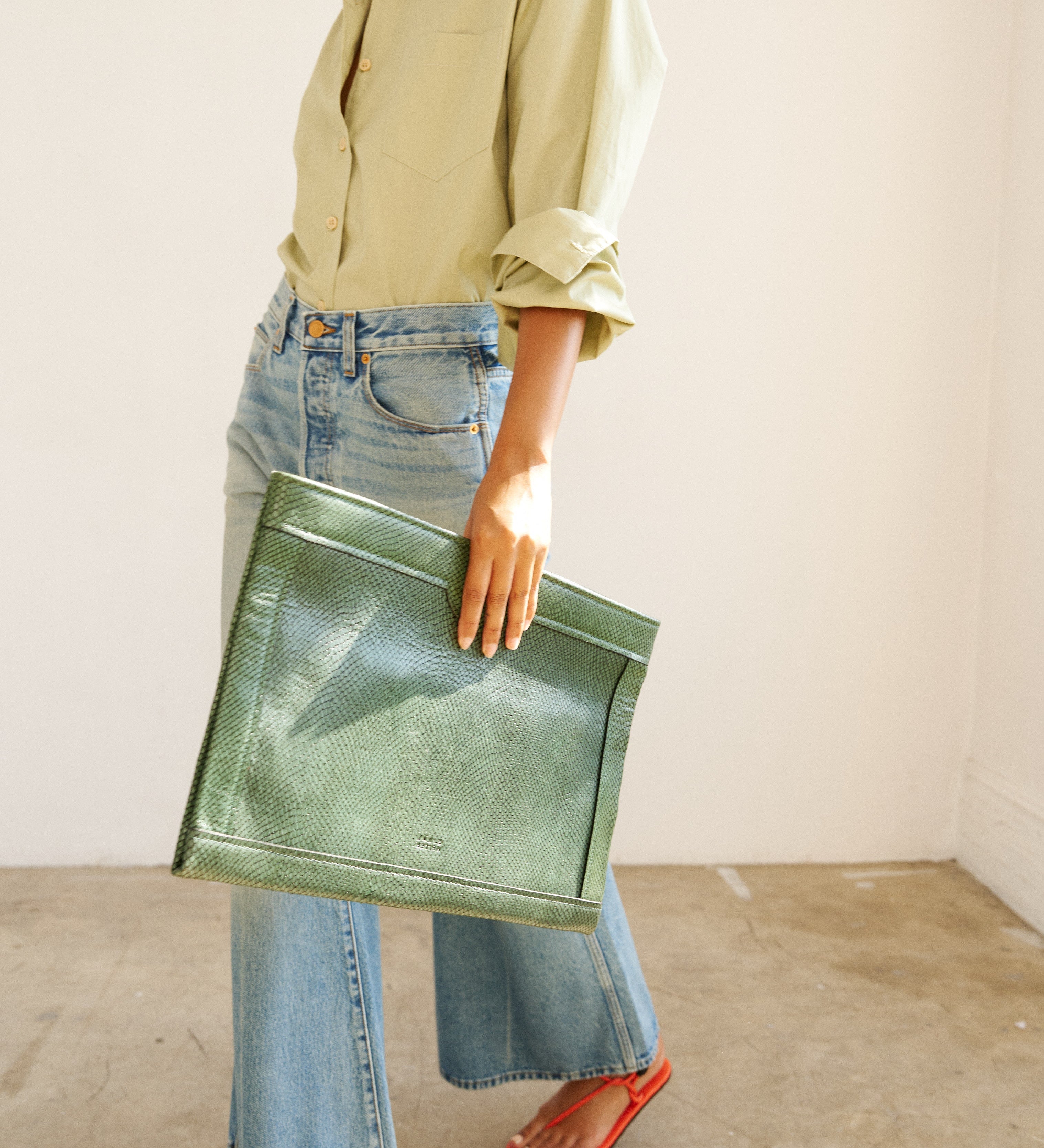 Jamie Haller - The Document Clutch in Green Snake