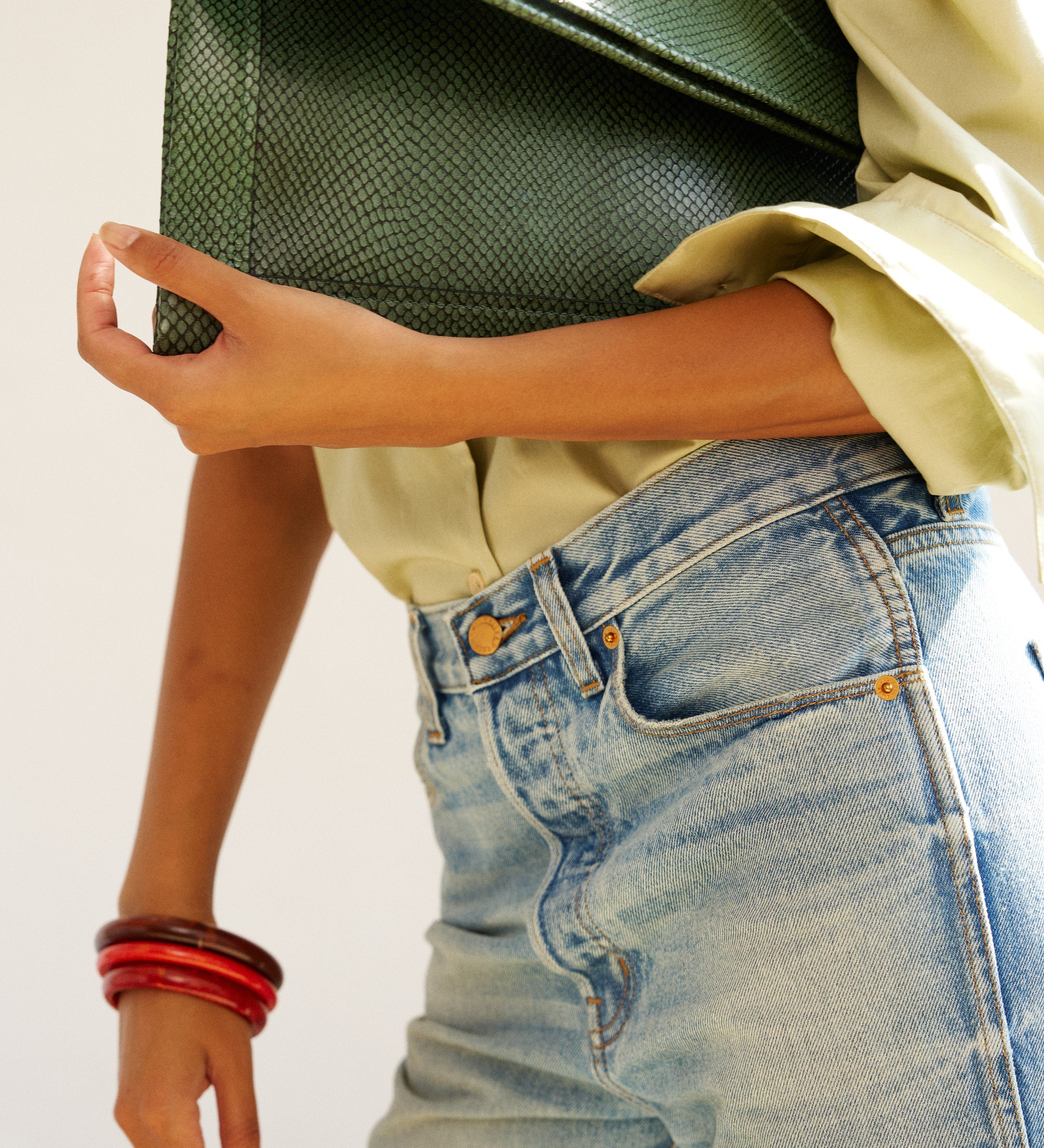Jamie Haller - The Document Clutch in Green Snake