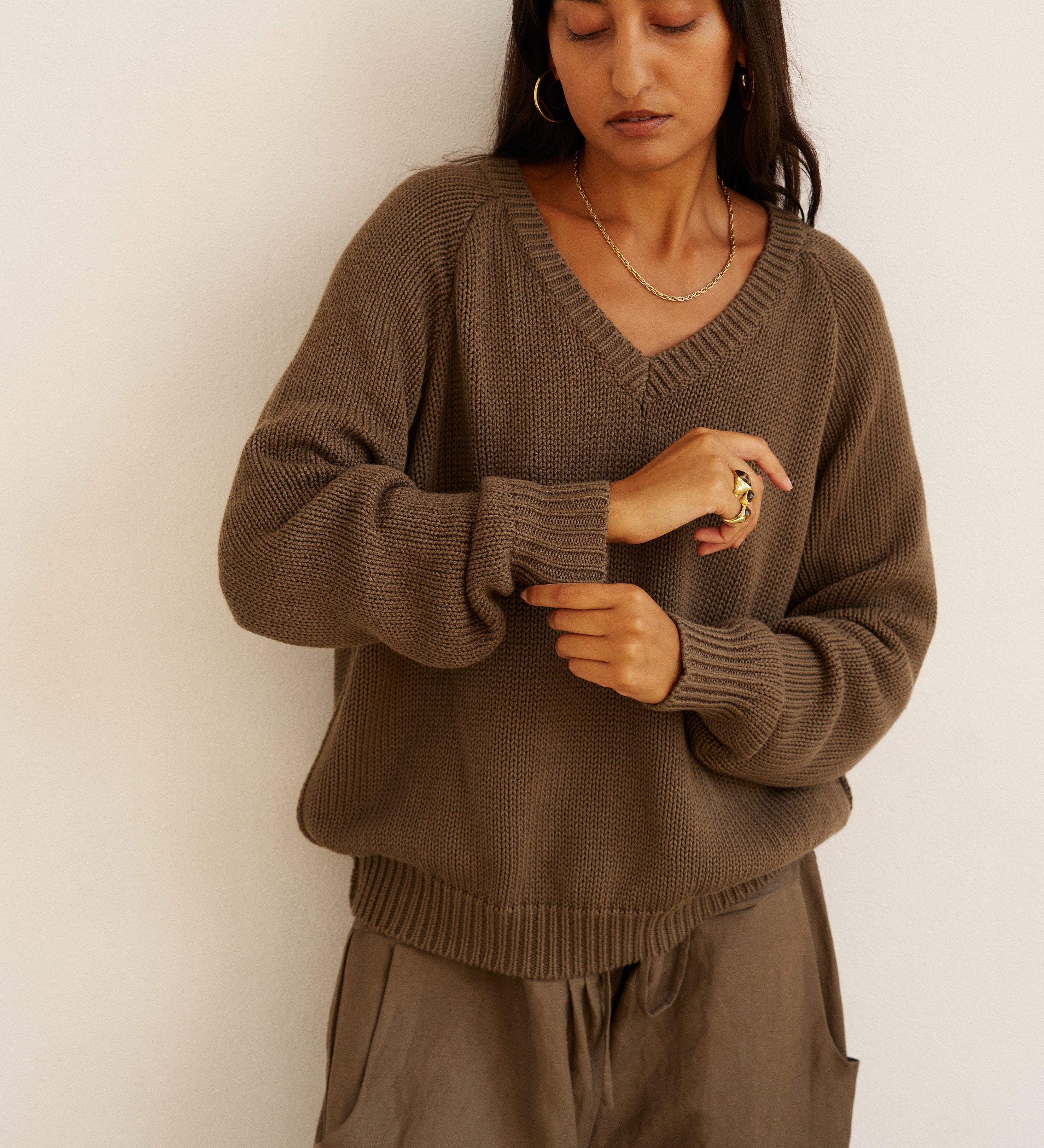 Jamie Haller - The V Fave in Cotton Cashmere in Khaki