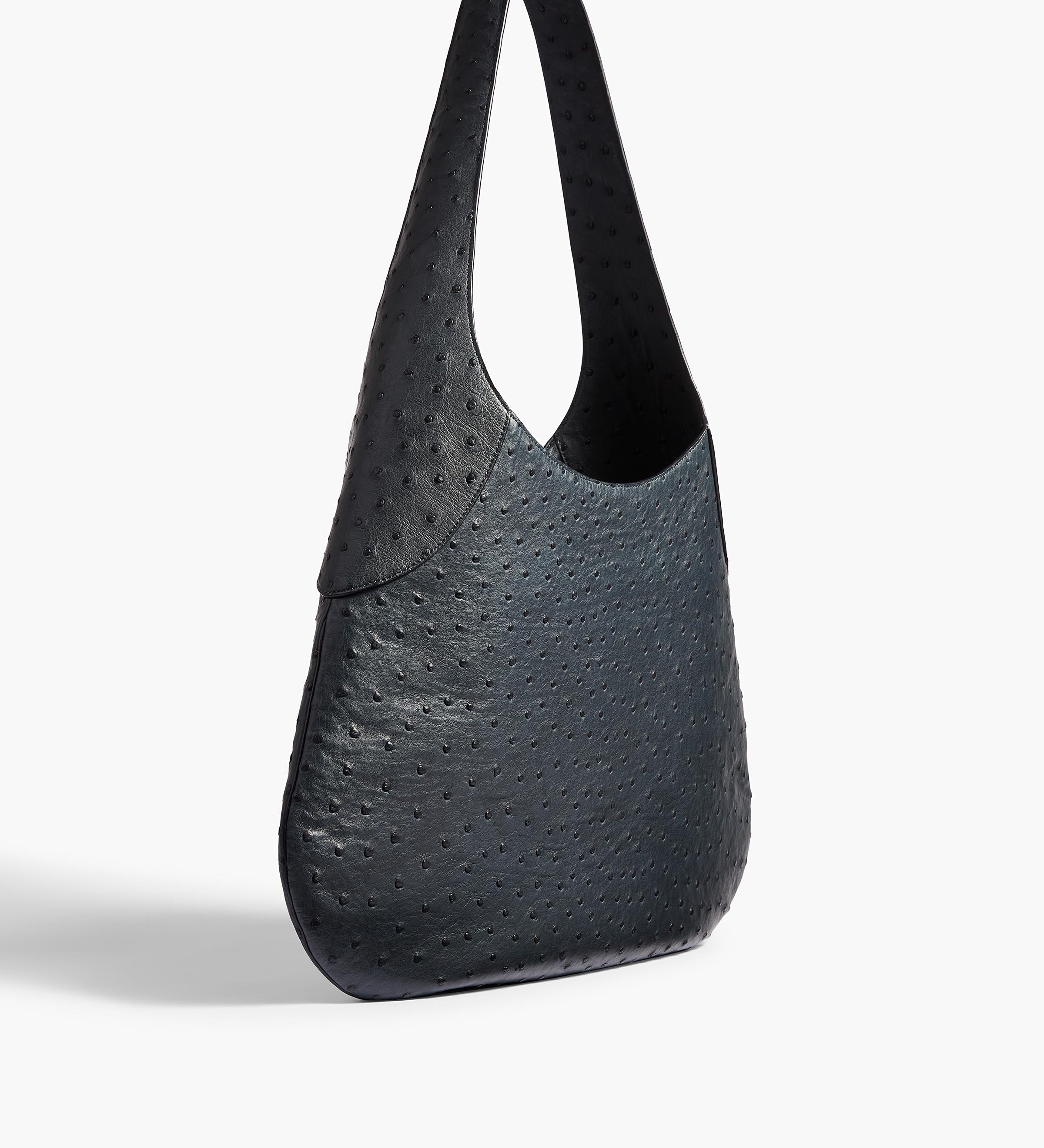 Khaite - Large Joan Hobo in Midnight Navy Ostrich