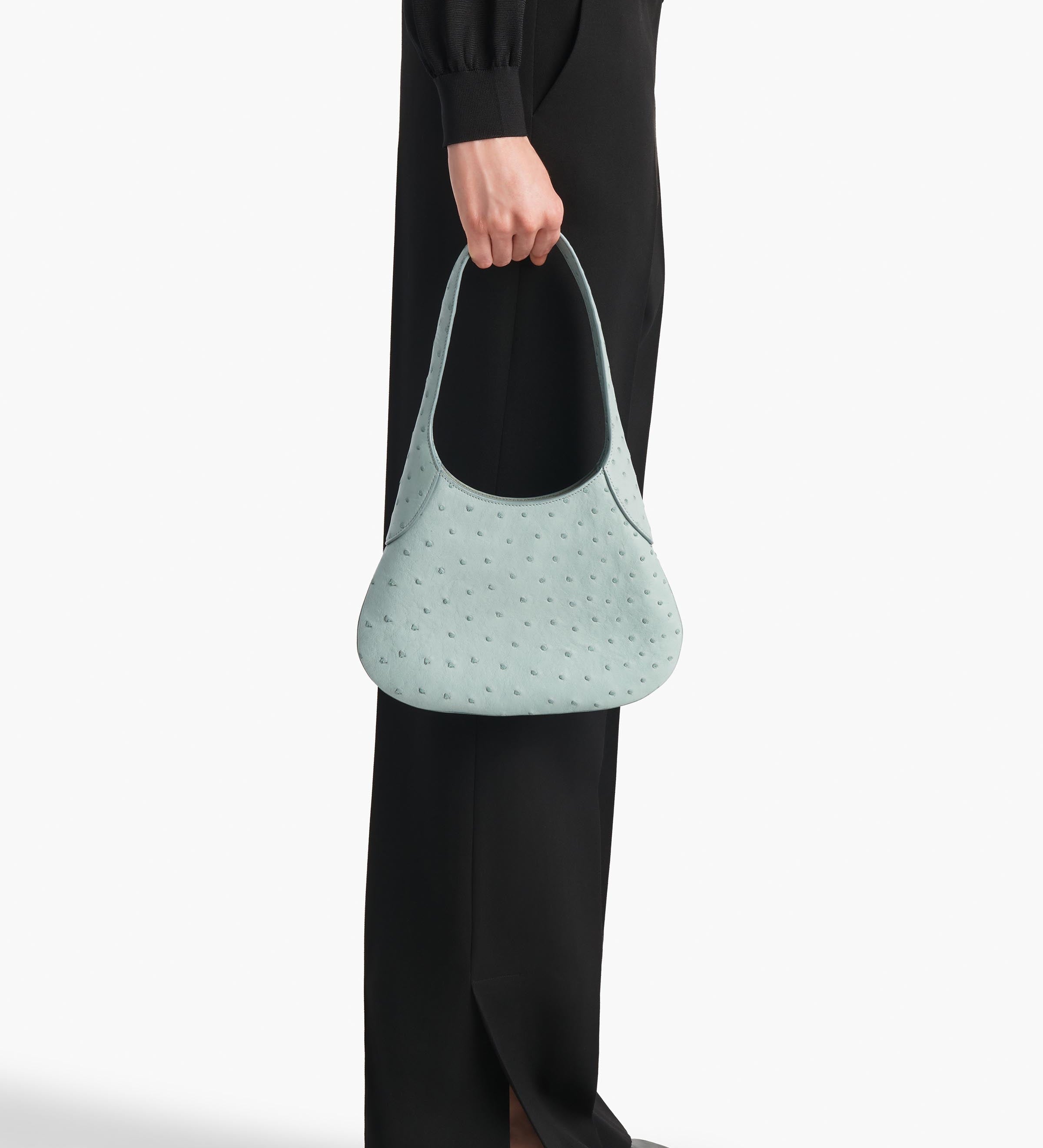Khaite - Small Joan Hobo in Frost Ostrich
