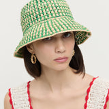 Loeffler Randall - Jocelyn Natural/Green Bucket Hat