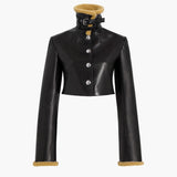 Khaite - Jodie Jacket in Black Leather with Shearling
