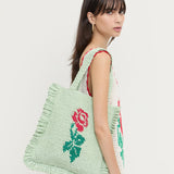 Loeffler Randall - Justine Mint Crochet Ruffle Tote