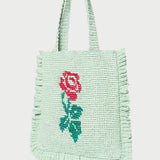 Loeffler Randall - Justine Mint Crochet Ruffle Tote