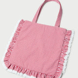 Loeffler Randall - Justine Red Gingham Ruffle Tote