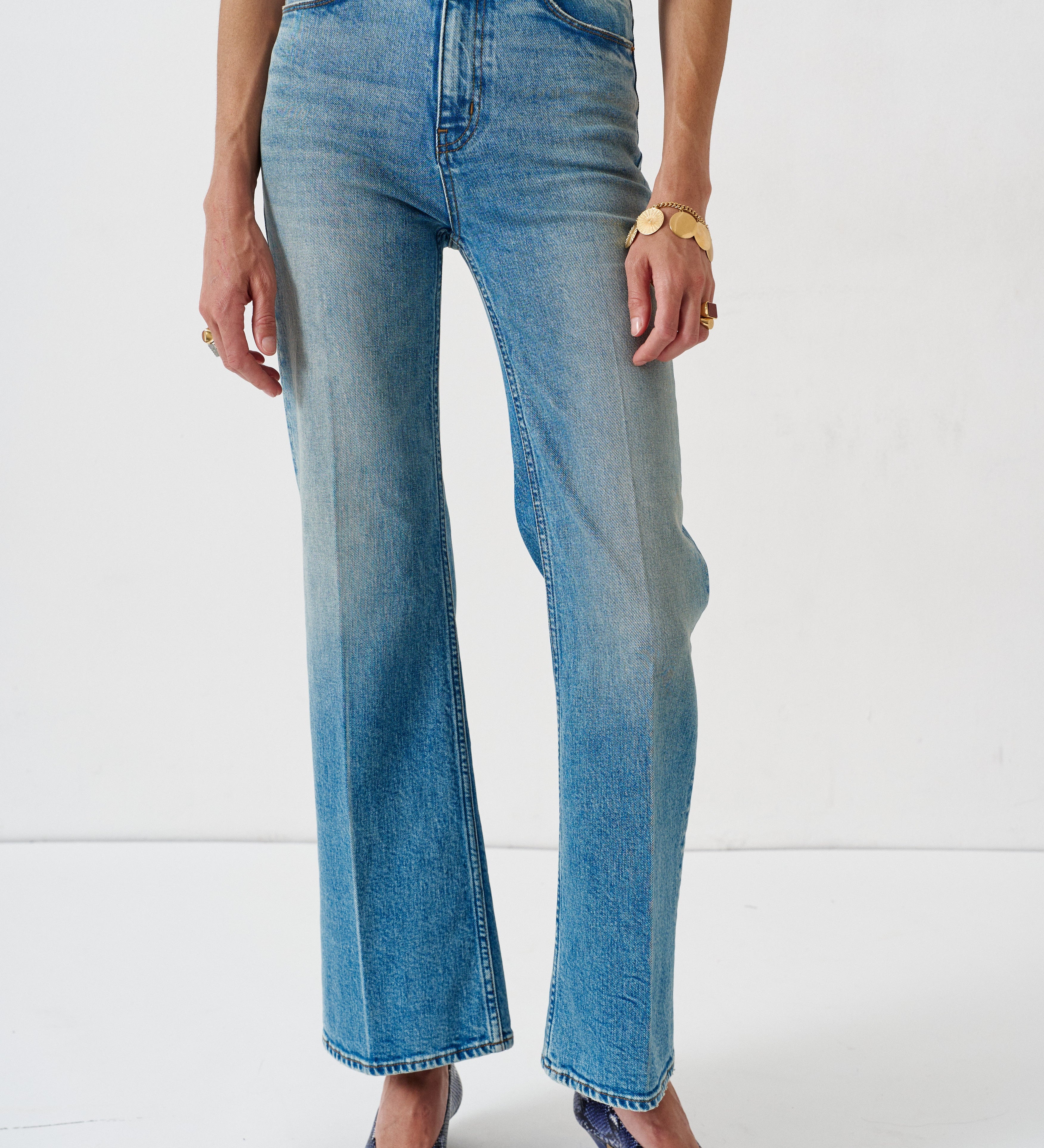 Jamie Haller - The Petite Crease Jean in Worn Indigo