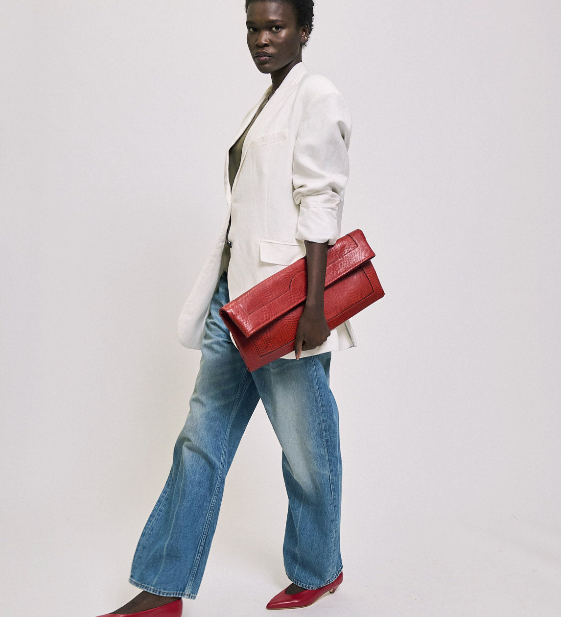 Jamie Haller - The Document Clutch in Red Snake