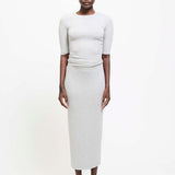Jamie Haller - The Rib Pencil Skirt in Heather Grey