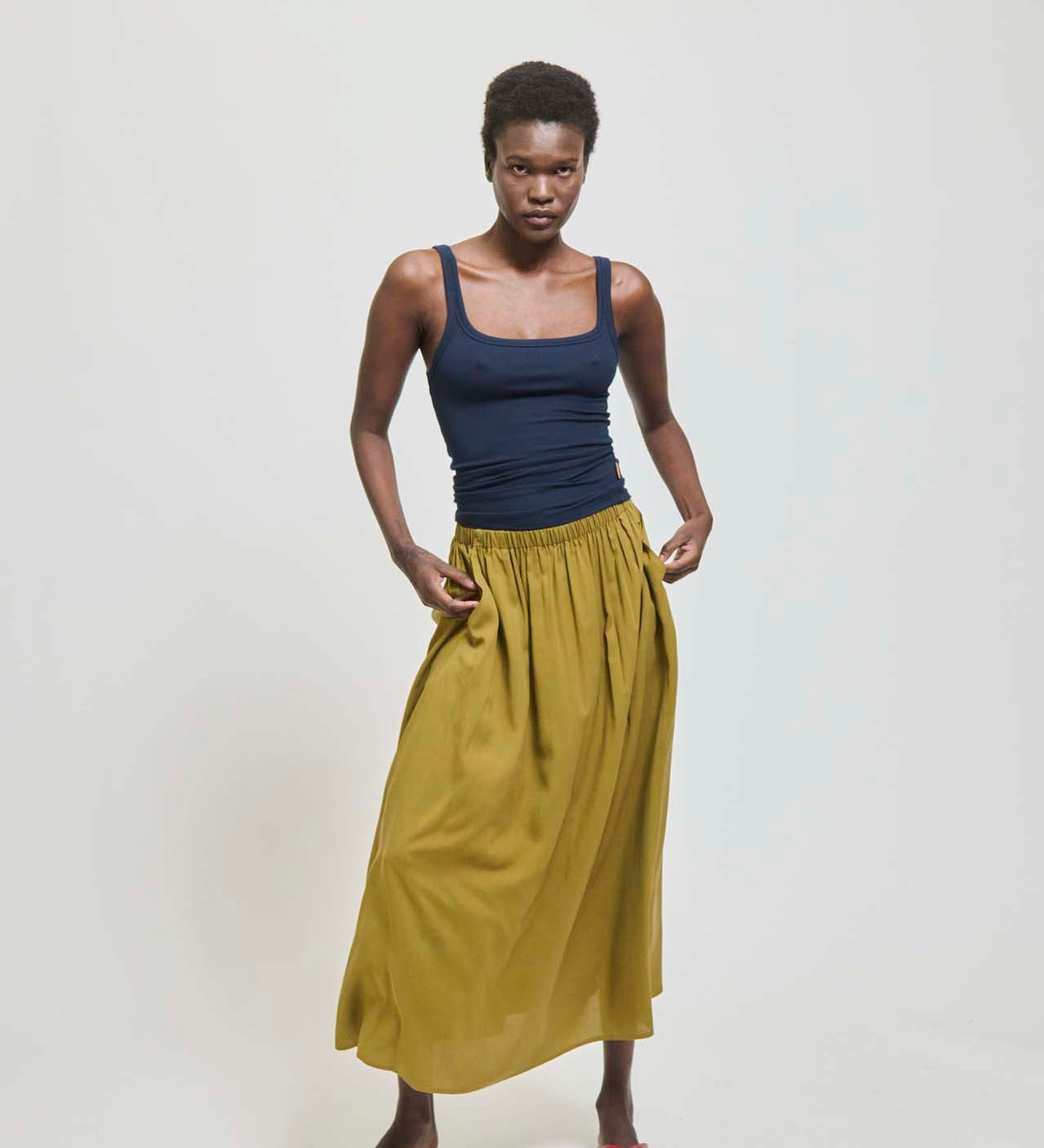 Jamie Haller - The Midi Swing Skirt in Avo