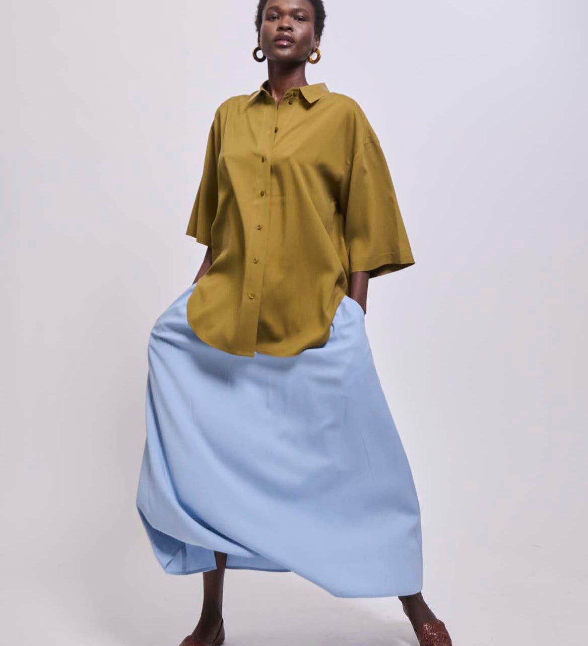 Jamie Haller - The Midi Swing Skirt in Sky Blue