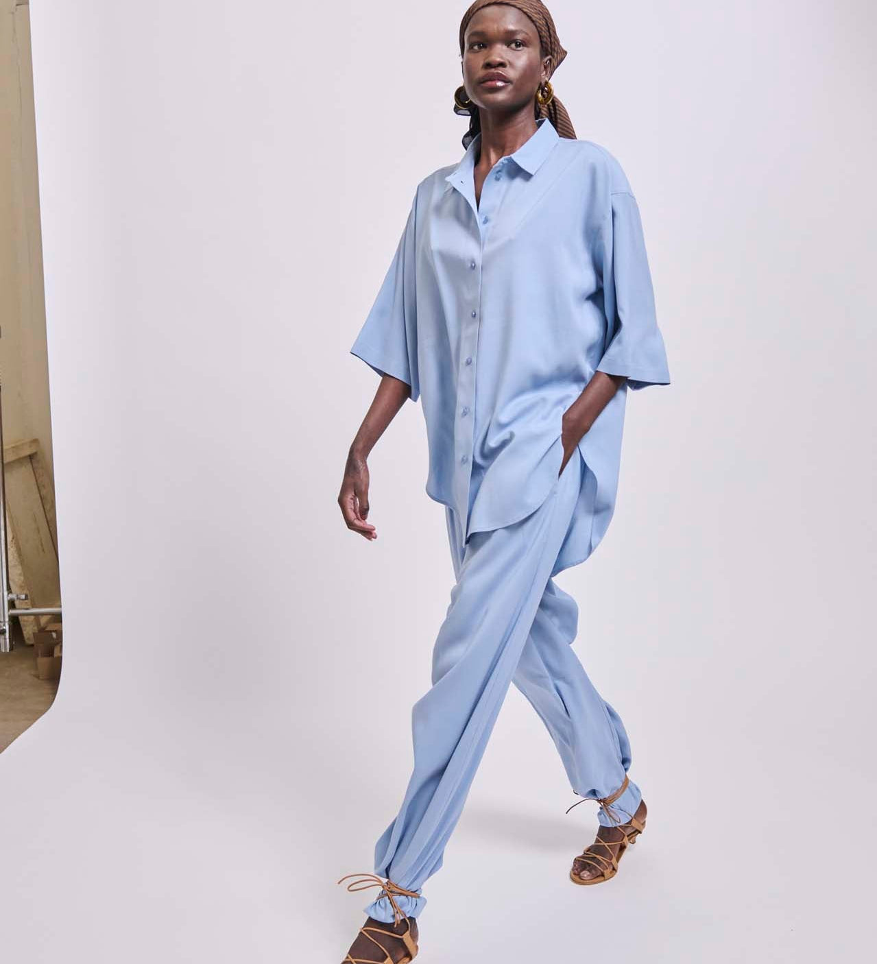 Jamie Haller - The Silk Arc Pant in Sky Blue