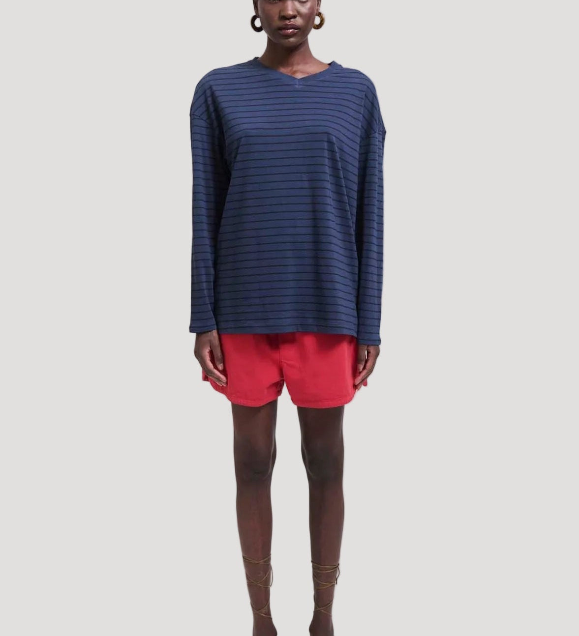 Jamie Haller - The High V Tee in Blue Stripe