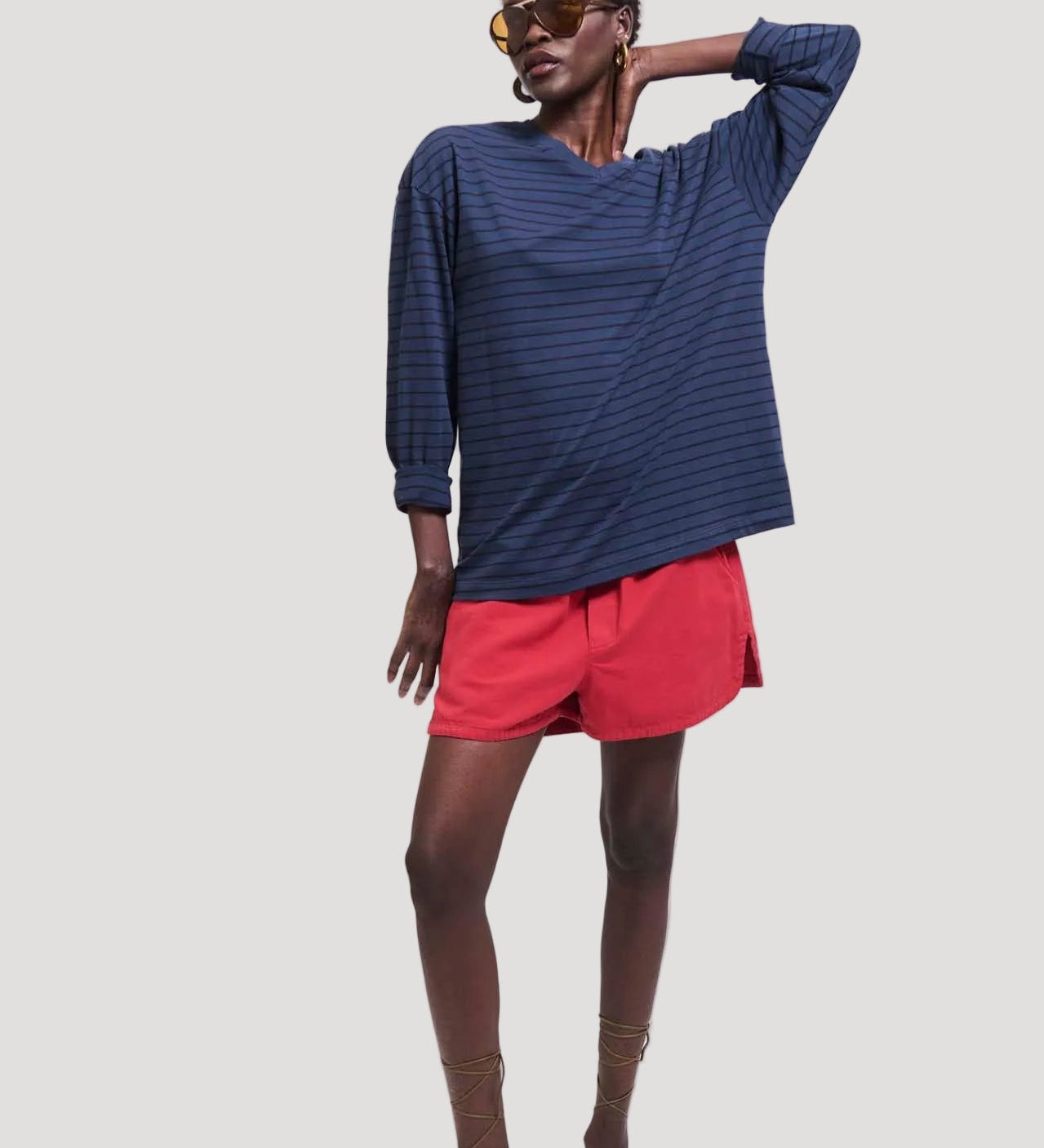Jamie Haller - The High V Tee in Blue Stripe