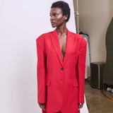Jamie Haller - The Linen Oversized Blazer in Red