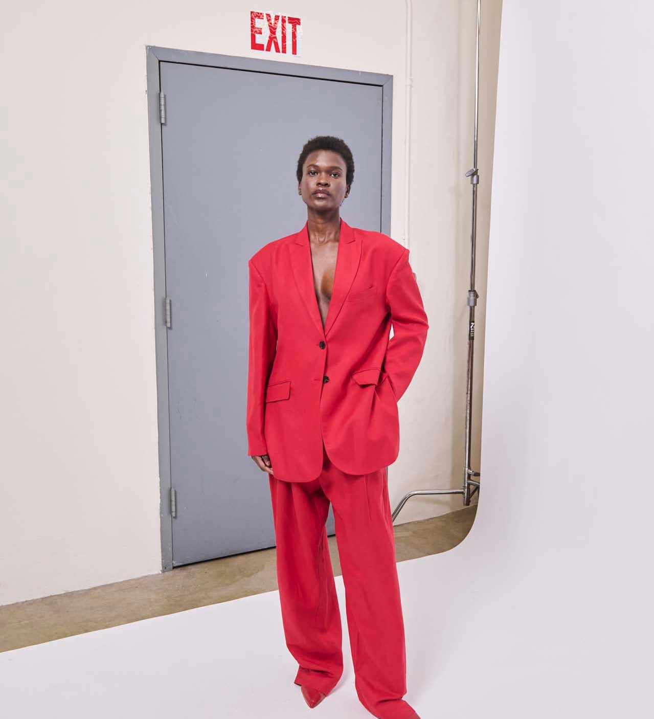 Jamie Haller - The Linen Oversized Blazer in Red