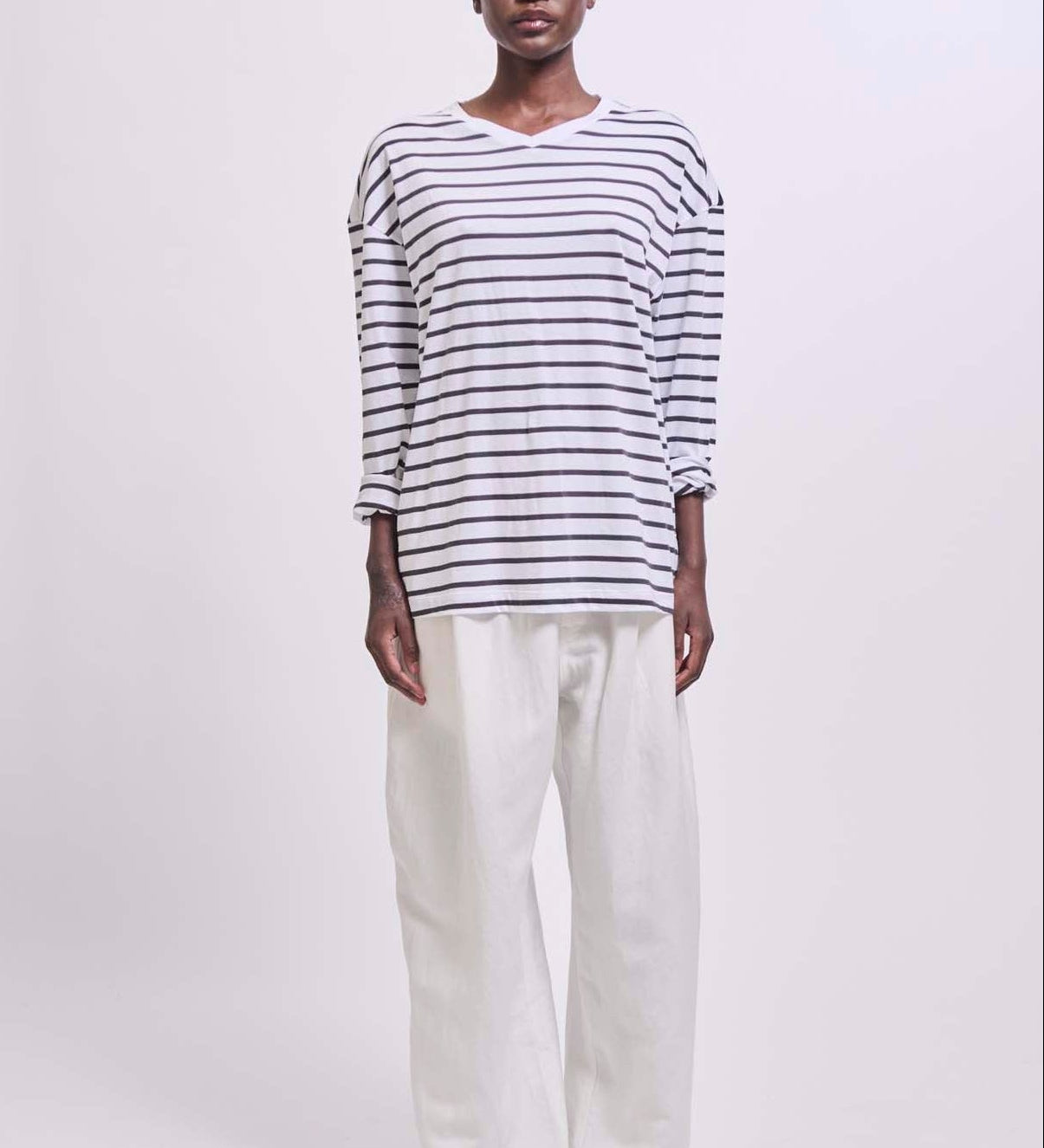 Jamie Haller - The High V Tee in White Stripe