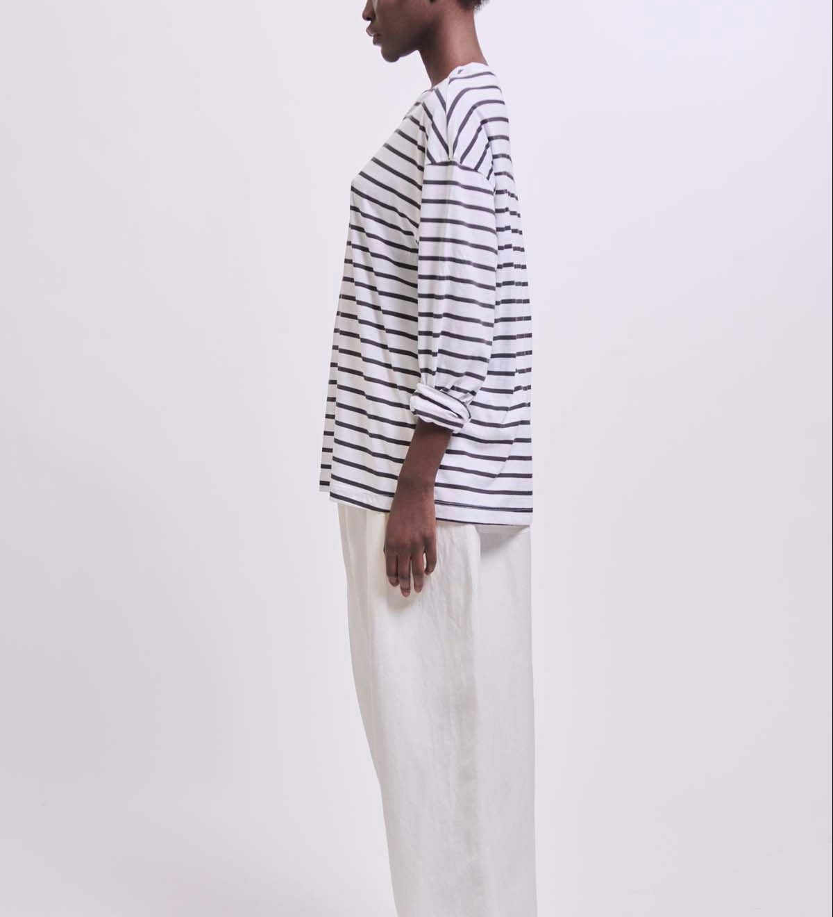 Jamie Haller - The High V Tee in White Stripe