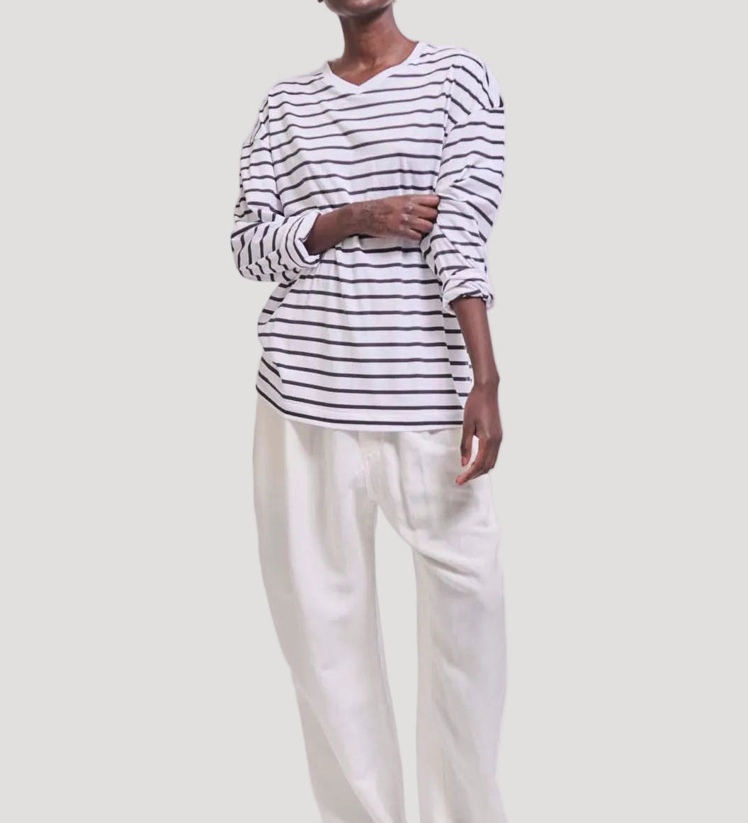 Jamie Haller - The High V Tee in White Stripe
