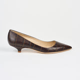 Jamie Haller - The Kitty Point Heel in Deep Brown Croc