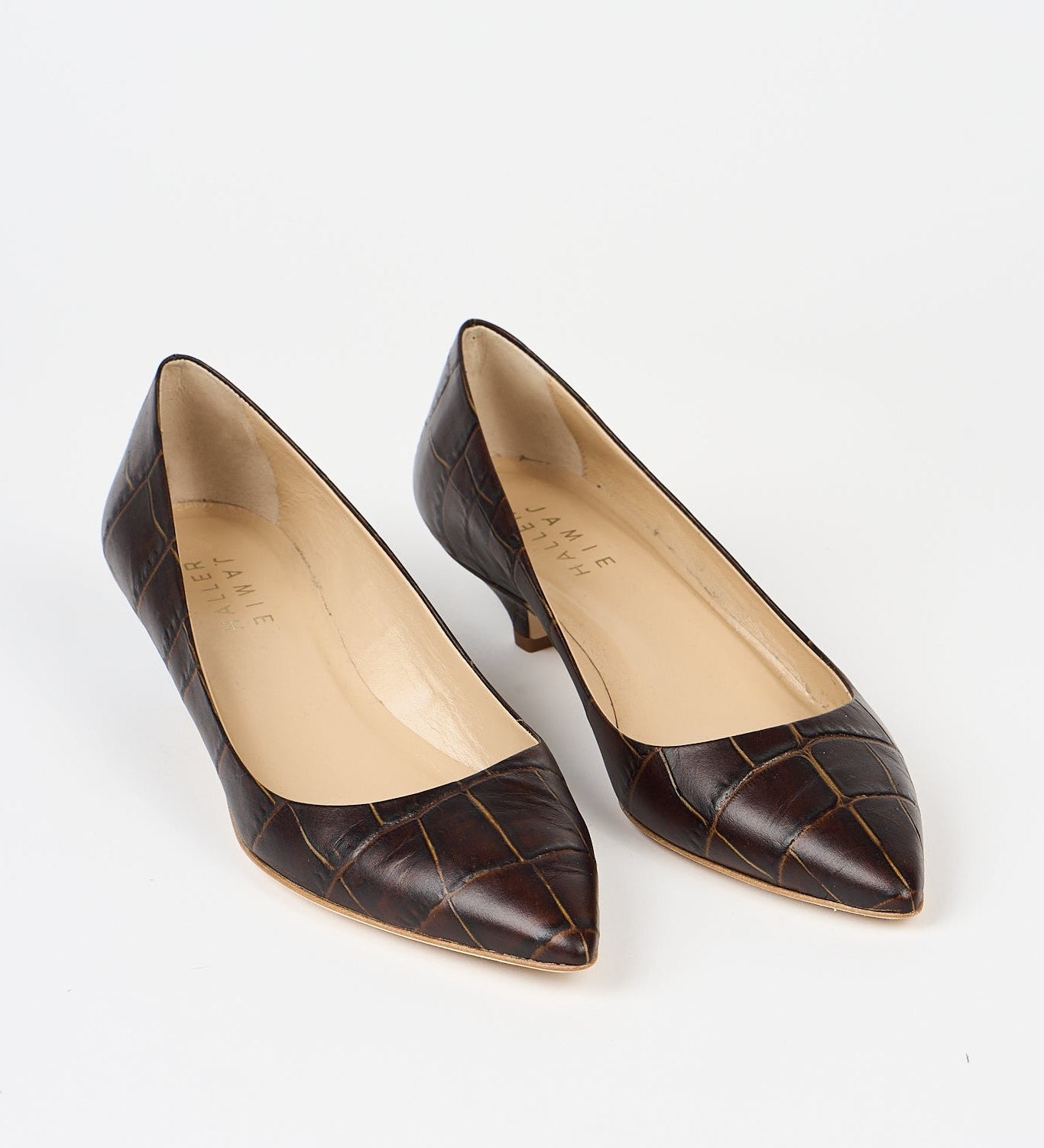Jamie Haller - The Kitty Point Heel in Deep Brown Croc