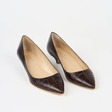 Jamie Haller - The Kitty Point Heel in Deep Brown Croc