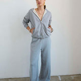 Jamie Haller - The Wide Leg Terry Trouser in Heather Grey