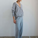 Jamie Haller - The Wide Leg Terry Trouser in Heather Grey