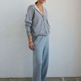 Jamie Haller - The Wide Leg Terry Trouser in Heather Grey