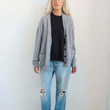 Jamie Haller - The Welt Pocket Cashmere Cardigan in Light Heather