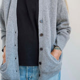 Jamie Haller - The Welt Pocket Cashmere Cardigan in Light Heather
