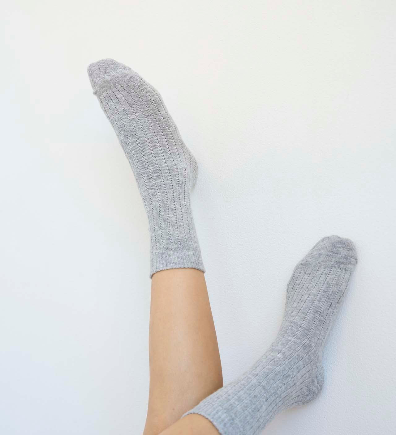 Jamie Haller - Ribbed Crew Socks in Light Heather