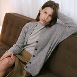 Jamie Haller - The Welt Pocket Cashmere Cardigan in Light Heather