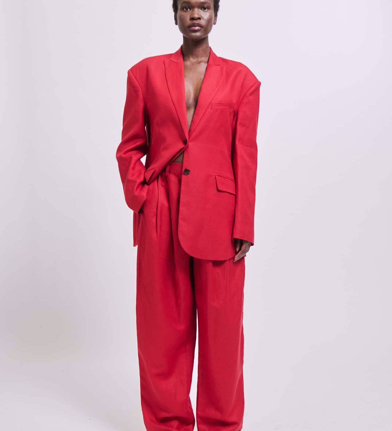 Jamie Haller - The Linen Oversized Blazer in Red