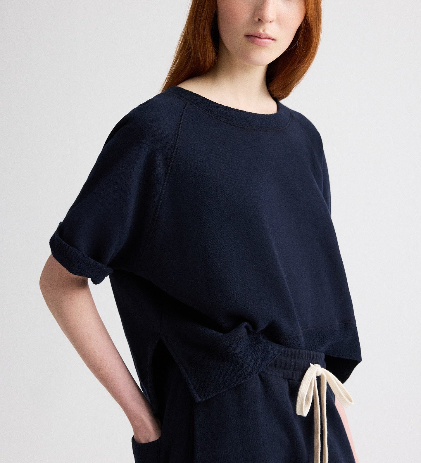 TWP - Slouchy Rolled Tee in Lightweight Sweatshirt