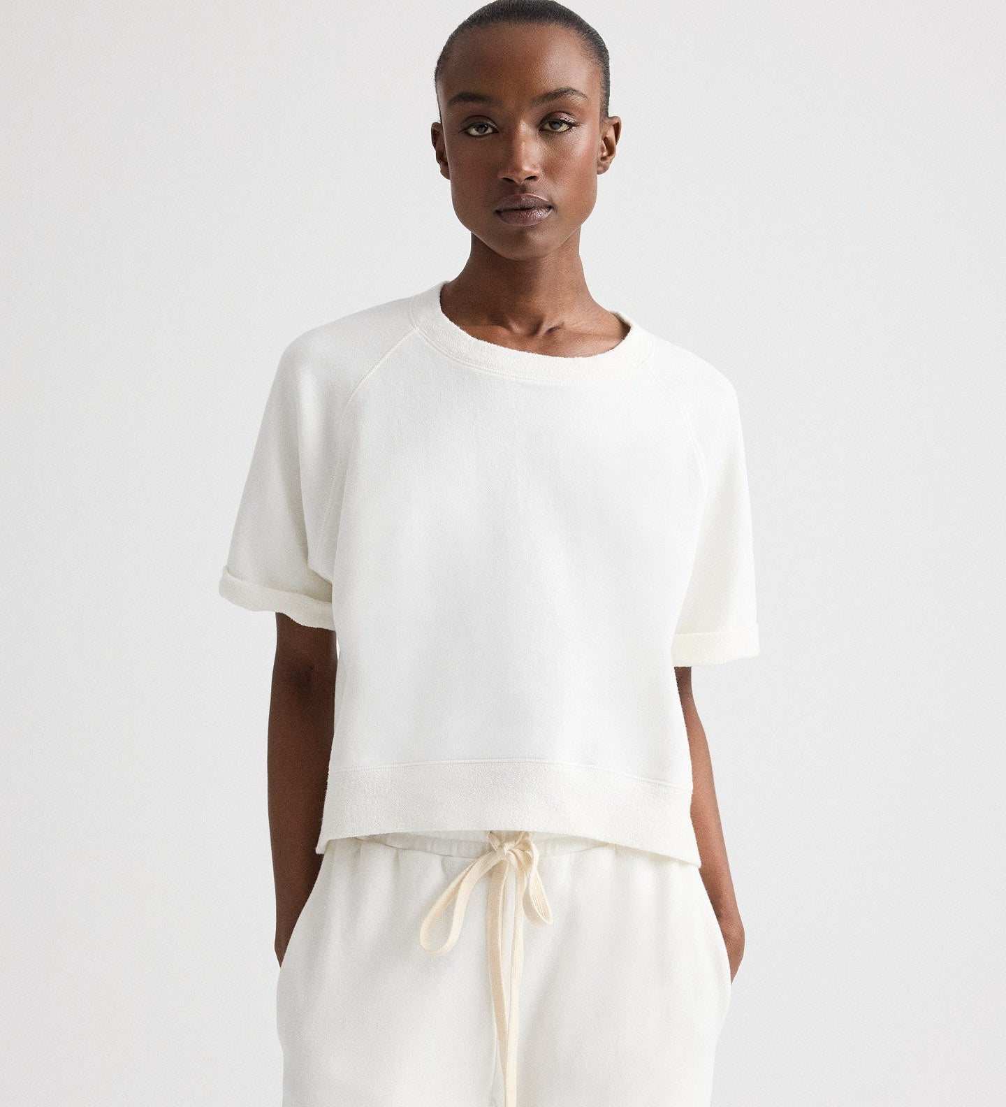 TWP - Slouchy Rolled Tee in Lightweight Sweatshirt