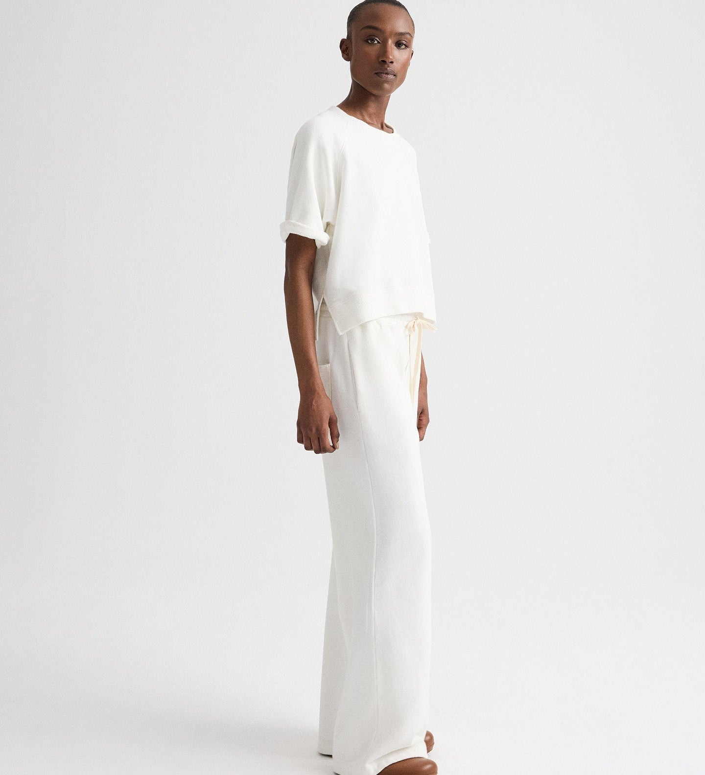 TWP - Slouchy Rolled Tee in Lightweight Sweatshirt