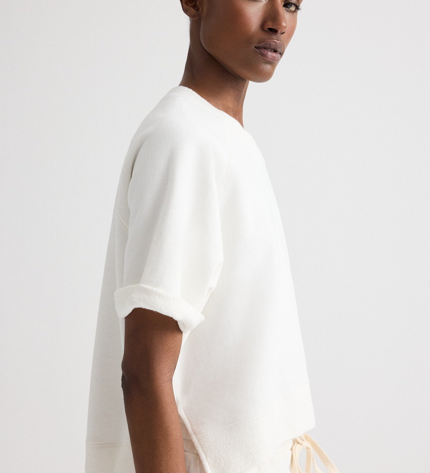 TWP - Slouchy Rolled Tee in Lightweight Sweatshirt