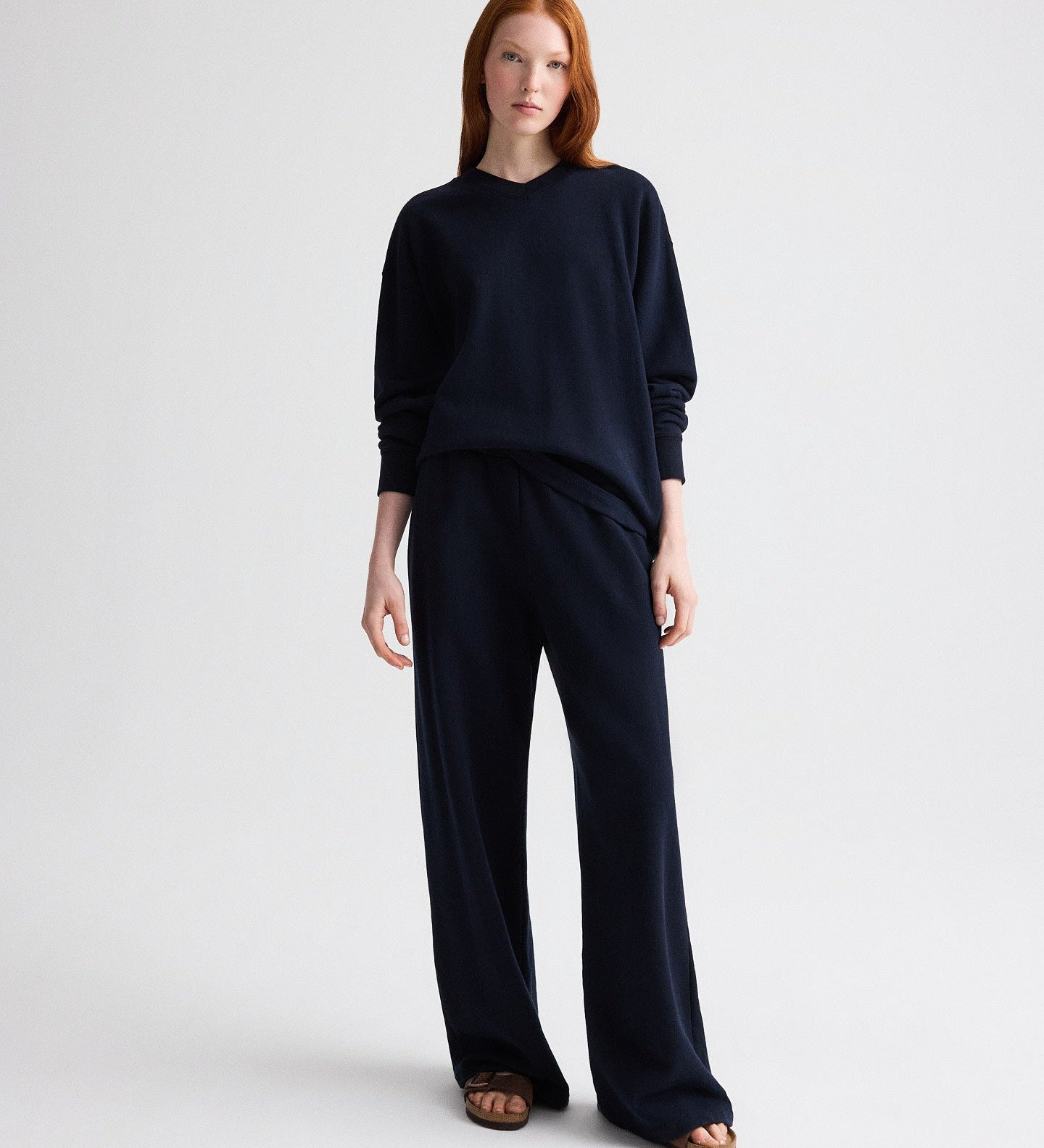 TWP - Relaxed V Neck Sweatshirt in Lightweight Sweatshirt