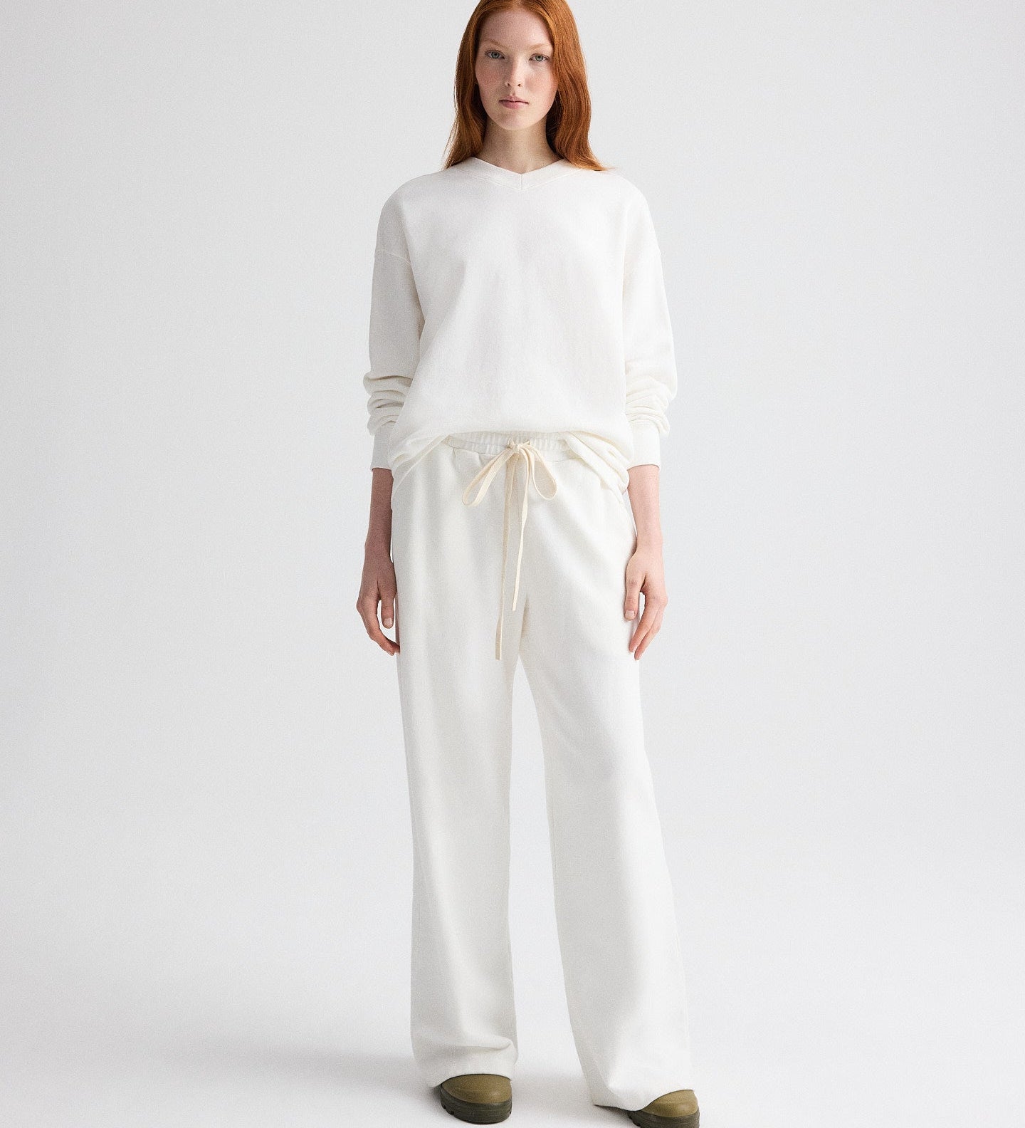 TWP - Relaxed V Neck Sweatshirt in Lightweight Sweatshirt