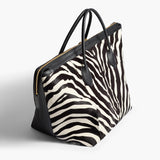 Khaite - Kasia Tote in Black Leather with Zebra Print Haircalf
