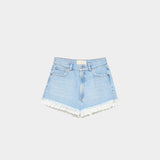 Loeffler Randall - Kay Lace-Trimmed Denim Shorts