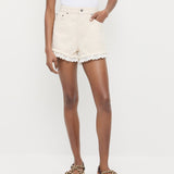 Loeffler Randall - Kay Lace-Trimmed Denim Shorts