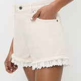Loeffler Randall - Kay Lace-Trimmed Denim Shorts